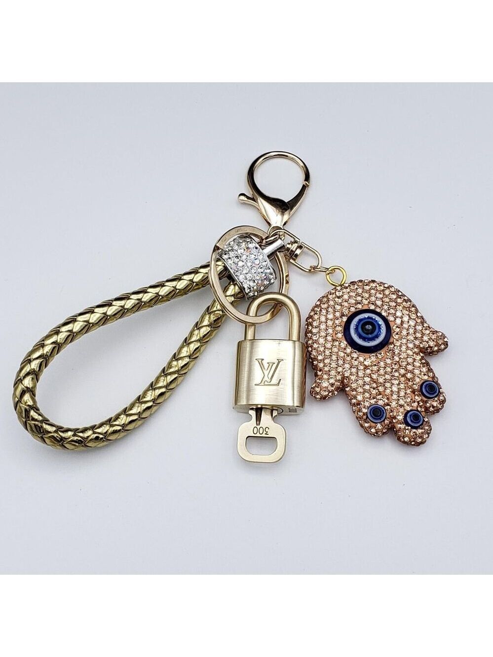 Authentic Louis Vuitton Lock & Key with unbranded Evil Eye Bagcharm 011526